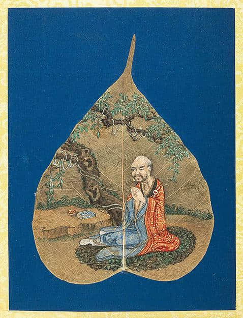 美术书影：清·菩提叶彩绘《十八罗汉图》赏析