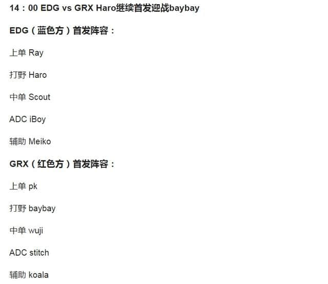 LOL洲际赛7月6日首发名单：rookie大战Faker，haro继续首发！