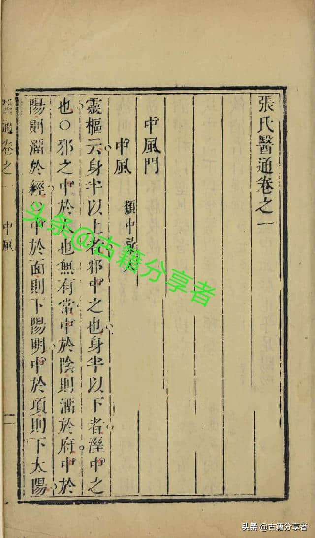 中医典籍《张氏医通》第一卷