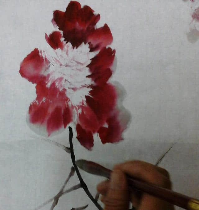红色牡丹花的写意画法，让你学画事半功倍
