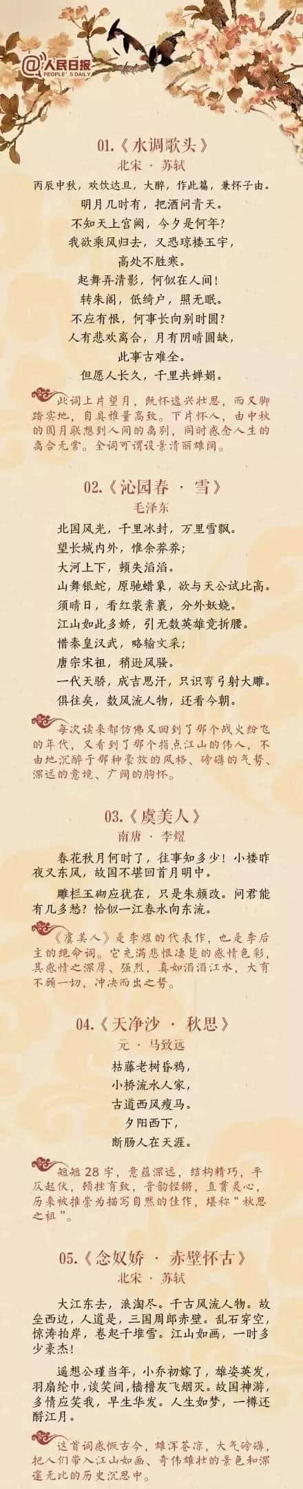 人民日报推荐40首中国古诗词，一半都背不了回去找语文老师