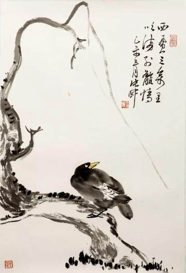 张晖写意花鸟画：众鸟高飞尽，孤云独去闲