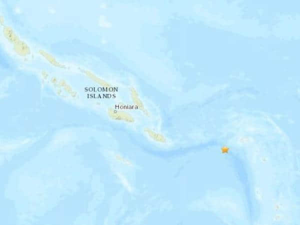 所罗门群岛东南部海域发生5.0级地震 震源深度10公里